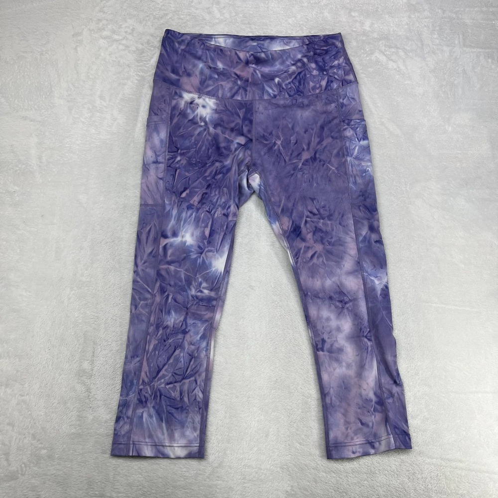 Centro Yoga Leggings Women's Large Purple Tie‎ Dye High Waisted Stretch - 28x22